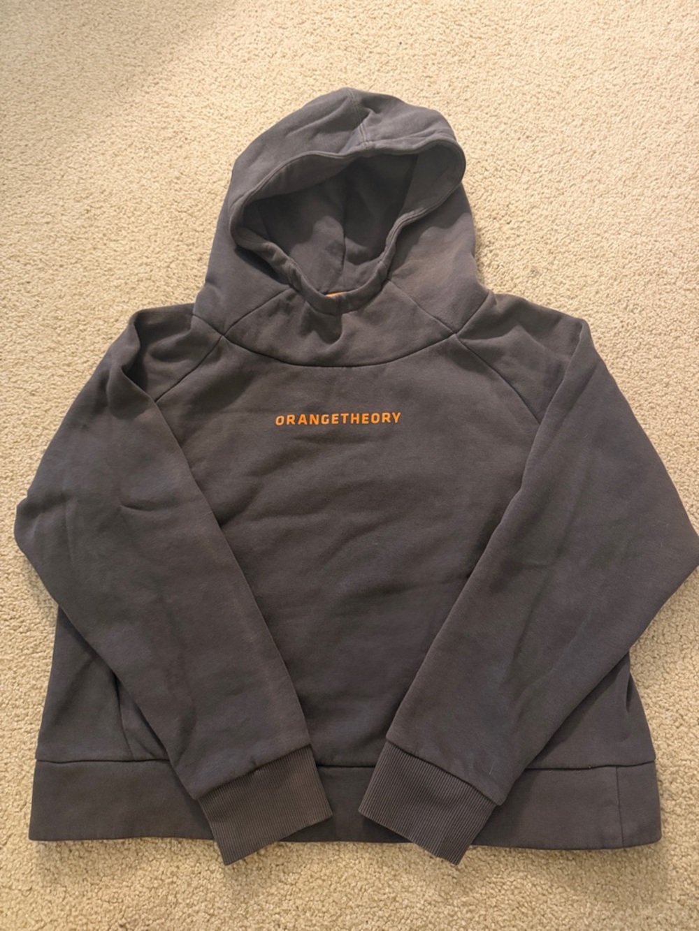 Orangetheory Women’s Hoodie cropped sweatshirt in Charcoal with graphic on back